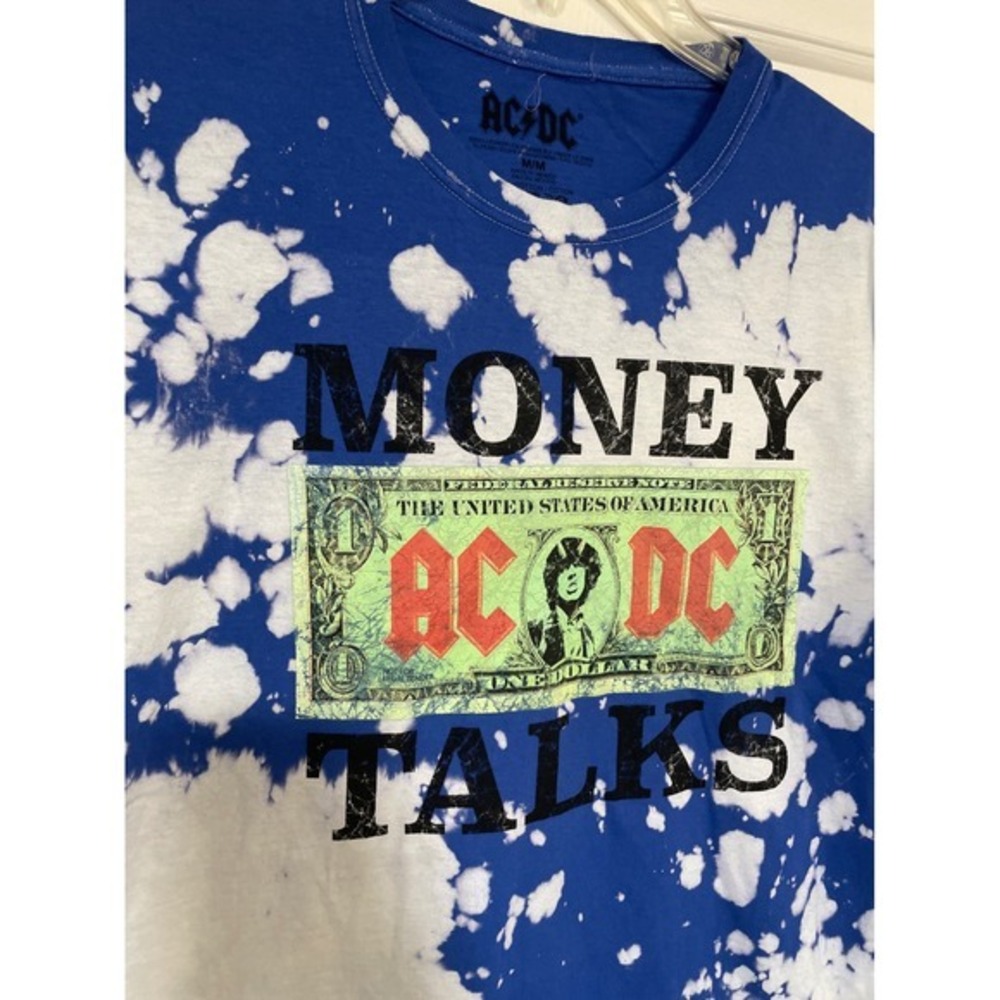 ACDC Money Talks AC/DC Licensed Graphic‎ T-Shirt Bleach Short Sleeve Rock Band M